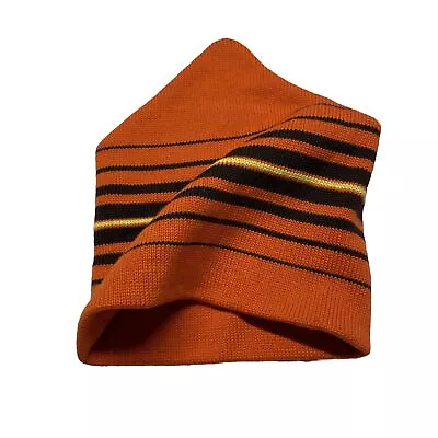 Vintage 80s Wool Beanie Ski Hat Orange Black Striped Winter Hipster USA Made 90s • $19.99