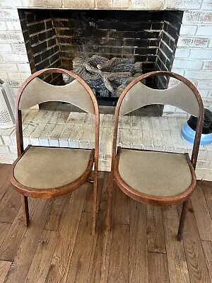 2 Antique Bentwood Folding Walnut? Wood Chairs Art Deco 1910  Vintage K.R. Avery • $131.20