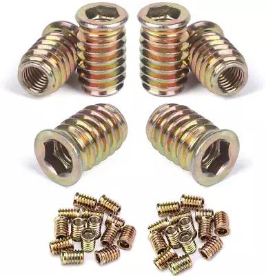 HQ M4 M5 M6 M8 M10 Steel Furniture Bolt Headless Screw Nut Threaded Wood Inserts • £25.91