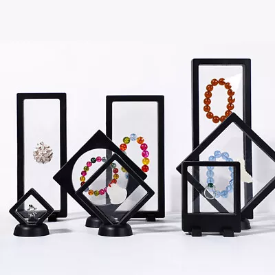 £2.62 • Buy 3D Floating Display Frame Clear Film Coin Cosmetic Jewellery Holder Box Stand