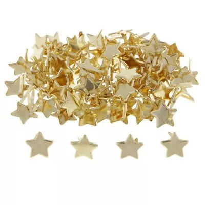 100 Gold Metal Star Paper Fasteners Decorative Brads Split Pins - Approx 14 Mm • £6.45