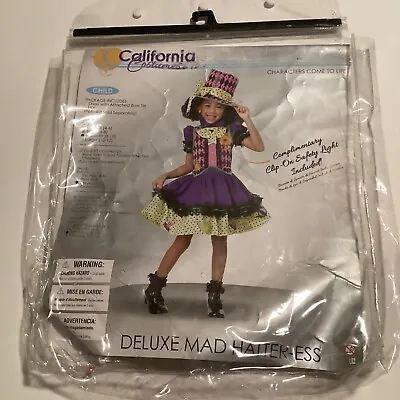Girls Halloween Costume Medium Age 8-10 Deluxe Mad Hatter-ess Alice Wonderland • $12.99