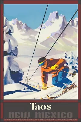 Ski Taos New Mexico Ski Print Travel Poster 16x24 Skiing • $20.95