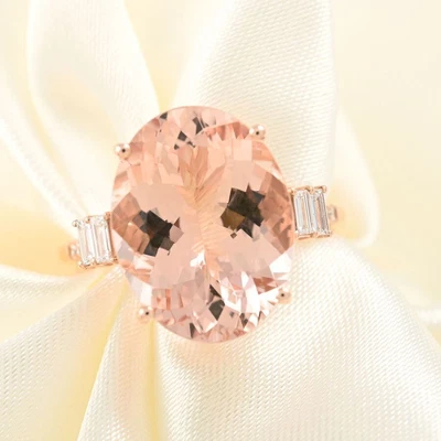 £2365.49 • Buy ILIANA 18ct Rose Gold AAA Morganite Solitaire Ring  Diamond Wt. 3.35 Gms