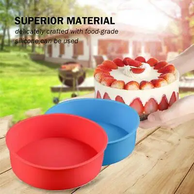 2Pcs 6 Inch Silicone Round Cake Pan Tins Non-stick Baking Mould Bakeware Tray . • £8.86