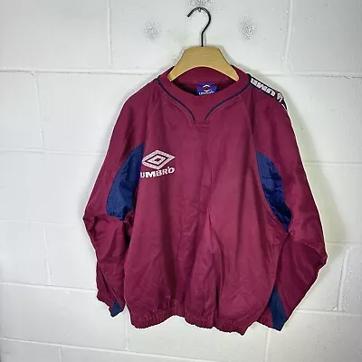 Vintage Umbro Sweatshirt Mens Large Red Drill Top Liam Gallagher 90s Maine Road • £53.95