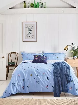 £65 • Buy Joules Pollinators Super King Duvet Cover + 2 Oxford Pillowcases In Blue BNIP