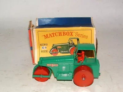 * 1960s MATCHBOX KING-SIZE K-9 GREEN AVELING BARFORD ROAD ROLLER MINT IN THE BOX • $9.99