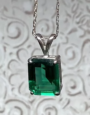 SALE$20 My St Helens Emerald Obsidianite Necklace Brushed Silver Setting & Chain • $20