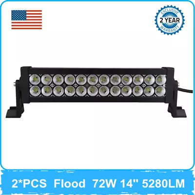$44.99 • Buy 2X 14'' 72W LED Light Bar Flood Beam Off-road Car Driving Lamp 4WD 36W/54W/96W