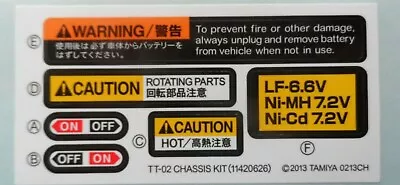 New Tamiya 'Caution / On/Off / Battery' Decals/Stickers Sheet (90x45mm) 11420626 • £2.99