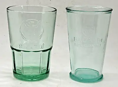 Two Different Bacardi Rum Green Tinted Glasses - Pub Home Bar Spirit Mojito 2 • $28.78