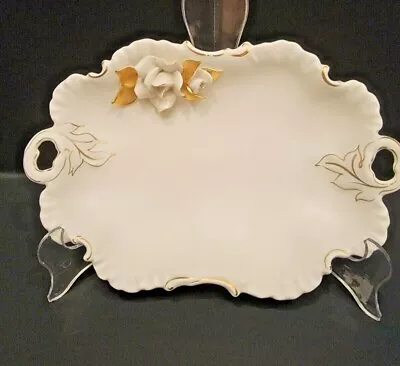 Vtg Florence Ceramics Applied Ivory Rose Pasadena CA Candy Dish Double Handled  • $42