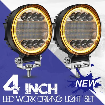 Pair 4  Inch Round LED Work Lights Spot Flood Offroad Driving Fog Amber VS 5INCH • $42.99