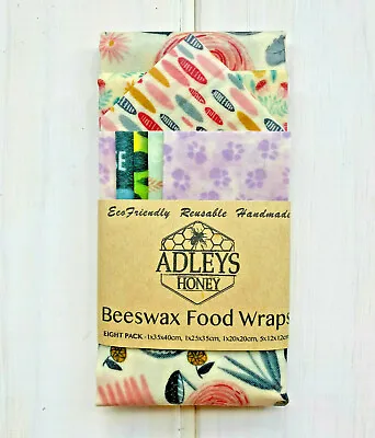 $18.50 • Buy 8 X Beeswax Food Wraps | Reusable, Ecofriendly, Handmade, Waste-free