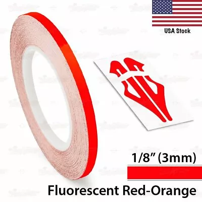 1/8  Roll Vinyl Pinstriping Pin Stripe Tape Sticker 3mm FLUORESCENT RED-ORANGE • $8.95