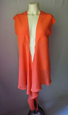 J. Crew 100% Silk Open Front Blouse Cardigan Duster Sample Piece Neon Peach XS • $28