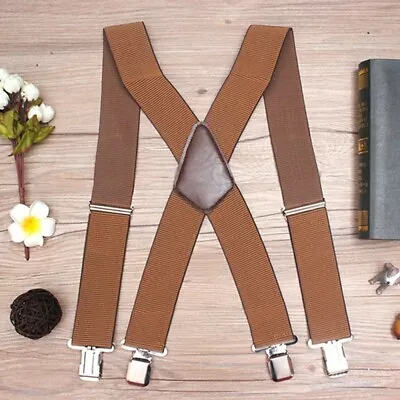 50mm Wide Men Adjustable Braces Suspender Slim Trouser Y Clip On Fancy Dress • £6.39