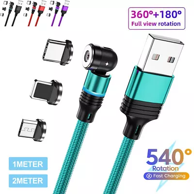 Rotate Magnetic Charger Fast Charging Cable Phone For IPhone Type C Micro USB • $8.49