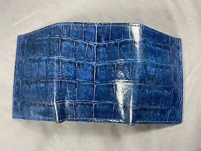 New Handmade Genuine BLUE Alligator/Crocodile Premium Skin TRIFOLD Wallet 3 • $120