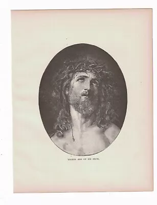 Antique Biblical Engraving Art Print Thorns Are On His Brow • $14.25