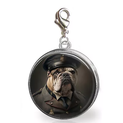 Military Bulldog Charm Zipper Pull Bracelet Purse Charm Fantasy Photo Jewelry • $10.95