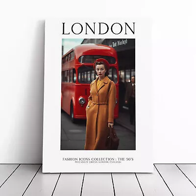 Fashion Icons Woman Travel London England Canvas Wall Art Print Framed Picture • £24.95