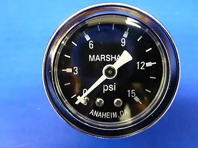 $15.87 • Buy Marshall Gauge 0-15 Psi Fuel Pressure Oil Pressure Gauge Black 1.5  Diameter