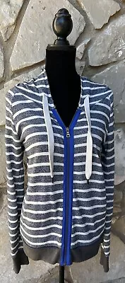 Vintage Havana Womens Hoodie Top Medium Gray White Textured Full Zip Boho EC • $24.99