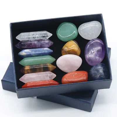 £6.99 • Buy Reiki Healing Crystals Kit W/ Gift Box Natural Crystal Quartz Point 14pcs