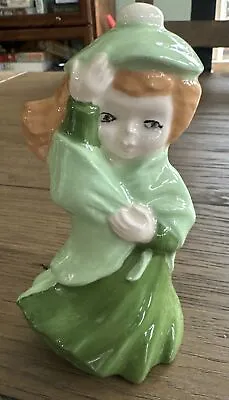 Vtg Napco Red Hair Irish Colleen Lass Girl Figurine Wind Bell Green Leine Galway • $9.95