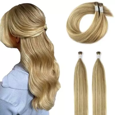  I Tip Hair Extensions Human Hair Ash Blonde Highlights 22 Inch (I-Tip)#P16-22 • $102.77