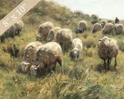 1800s Grazing Sheep Landscape Painting Giclee Print 8x10 On Fine Art Paper • $14.99