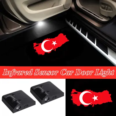 2x TURKISH NATIONAL FLAGS Logo Car Door LED TURKEY FLAG Projector Shadow Lights • $18.04