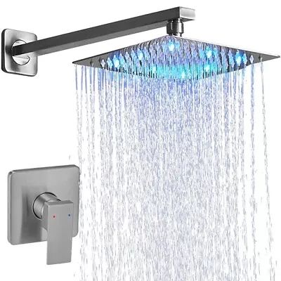 8  LED Shower Faucet Set Single Function Ultra-thin W/Mixing Valve Wall Mounted • $45