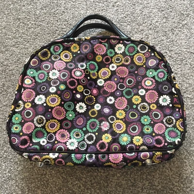 £4.50 • Buy Accessorize Black Floral Make Up Travel Bag Faux Leather Cute