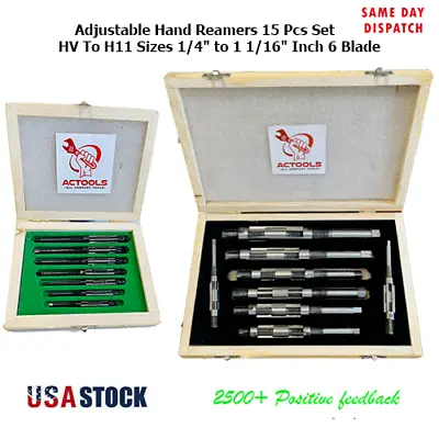 £194.40 • Buy New Adjustable Hand Reamer Set Of 18 Pcs HV TO H14 Sizes 1/4   To 1-1/2  ACTOOLS