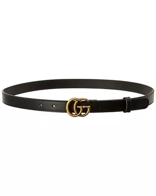 Gucci Double G Thin Leather Belt Men's Black 85 • $389.99