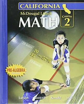 Math Grade 7 Course 2: Mcdougal Littell Middle School Math California By Ron… • $15.02