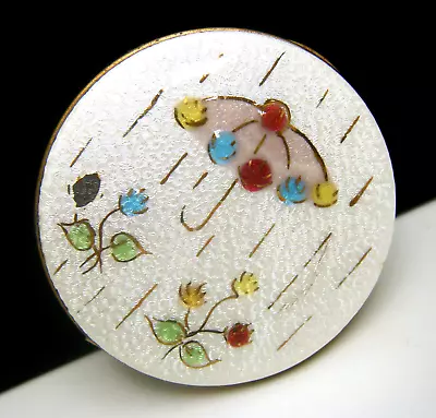 Super Cute Vintage Enamel Compact Umbrella Flower Design As Is  • $37.49