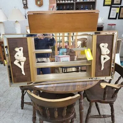 Vintage 60's Mid Century Modern Shadow Box Mirror Shelf - Dancers • $125