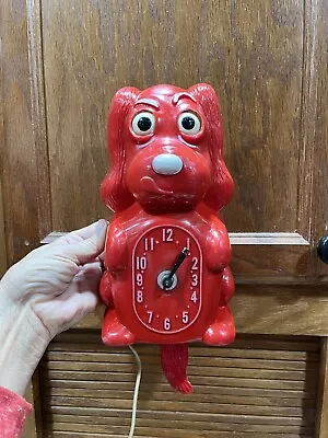 Vintage RARE RED Klocker Spaniel Clock W/ Moving Eyes And Tail! • $82.50