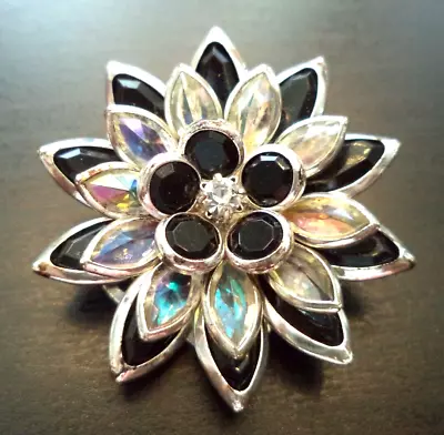 Stunning Vintage Estate Signed Avon Sh Rhinestone Flower 1 5/8  Brooch!!! 1549l • $1.10