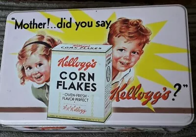 Retro Style Kelloggs Corn Flakes 2014 Small Empty Storage Tin- 20 X 13 X 7cms • £6.99