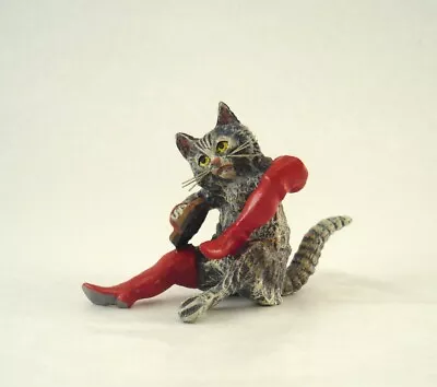 Vienna Bronze CAT Puss In Boots Larger Vers. Bermann Austria Cold Painted Brass • $169.99