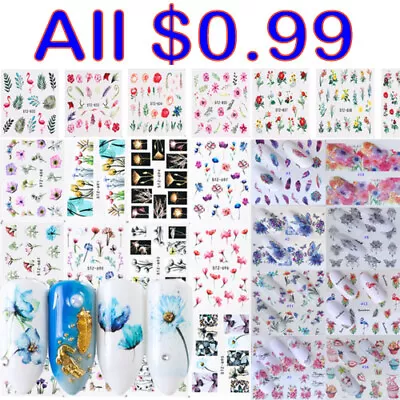 Nail Art Stickers 3D Nails Decals Nail Foil DIY Flower Slider Nail Decoration + • $0.99