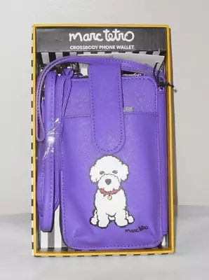 White Poodle Dog Marc Tetro Wristlet Crossbody Phone Wallet Purple 4x6.75  NWT • $19.20