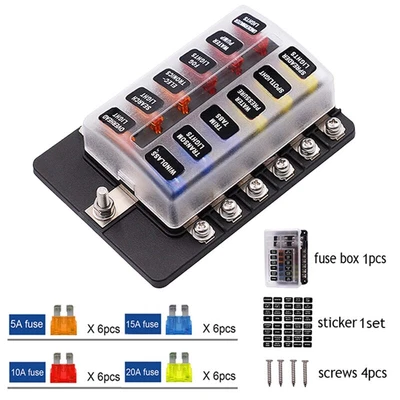 $19.89 • Buy Car Blade Holder Box 12/10/8/6 Ways Modified Block Fuse With LED Trike 12V 24V