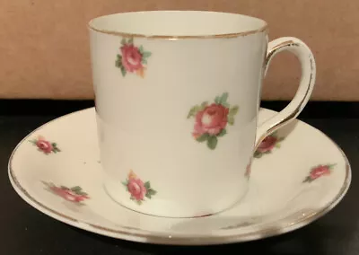Vintage Allertons Old English Pink Rose Design Demitasse Coffee Can/Cup & Saucer • £12.50