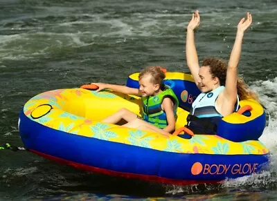 Body Glove Bayside 2 Person Yellow Water Skiing Inflatable Towable Tube NEW • $175.99